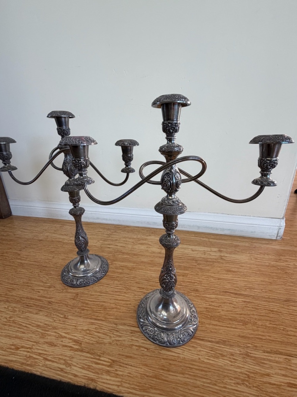 Antique Silver-Plated Candelabra Pair - Elegant Home Accents